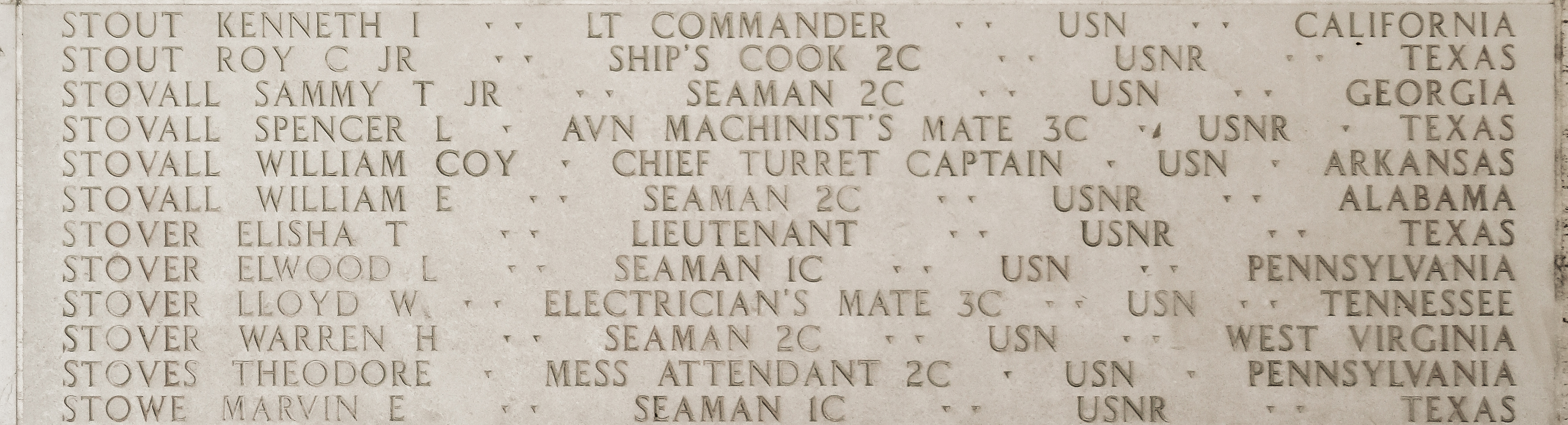 William Coy Stovall, Chief Turret Captain